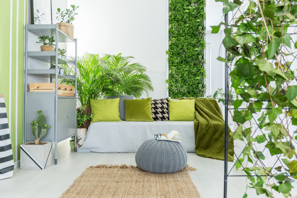 living room with greenery