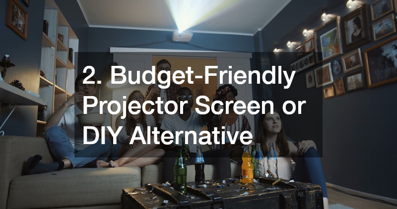 family watching on a home projector screen
